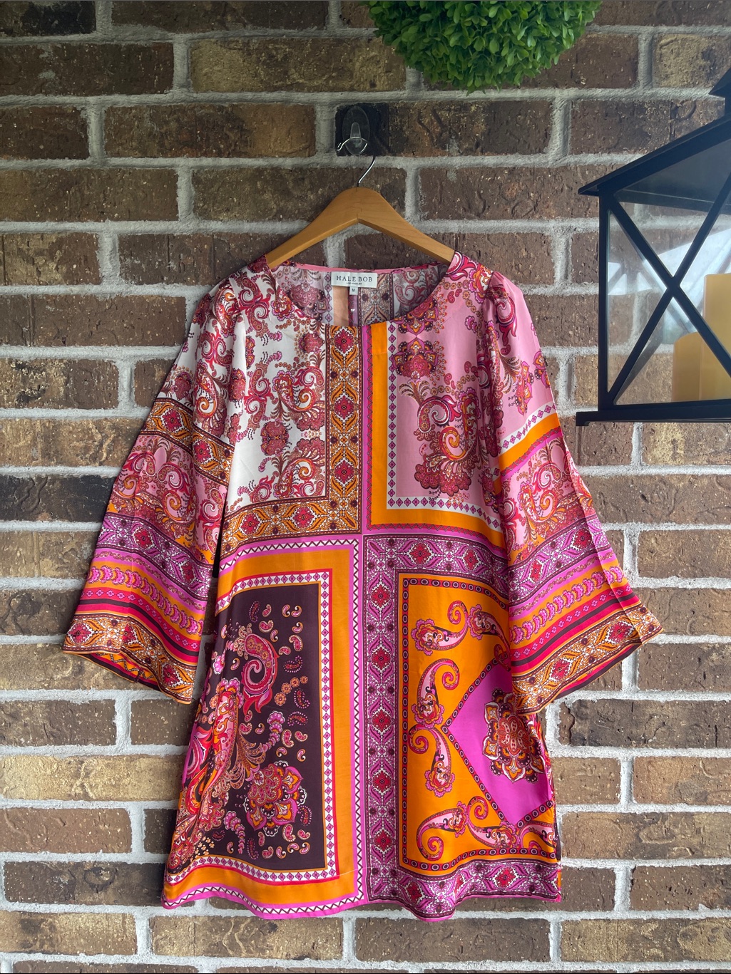 Hale Bob Pink And Peach Paisley Print Top Paisley Pink Orange